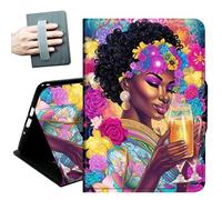 Case for All-New 7" Kindle Paperwhite 12th Generation 2024 & Kindle Colorsoft 2024/2025,with Hand Straps and Auto Wake/Sleep Leather Slim Multiple Angles Stand Smart Cover,African American Girl