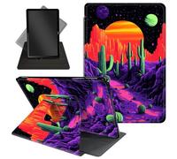 Case for All-New 7'' Kindle Paperwhite 12th Generation 2024 & Kindle Colorsoft Signature Edition - 360 Degree Rotating Stand,Folio Case with Auto Wake/Sleep for Kids,Colorful Neon Mars, Cactus