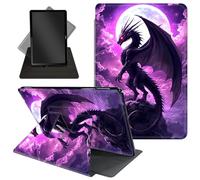 Case for All-New 7'' Kindle Paperwhite 12th Generation 2024 & Kindle Colorsoft Signature Edition - 360 Degree Rotating Stand,Folio Case with Auto Wake/Sleep for Kids,Majestic Dinosaur and Moon