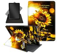 Case for All-New 7'' Kindle Paperwhite 12th Generation 2024 & Kindle Colorsoft Signature Edition - 360 Degree Rotating Stand,Folio Case with Auto Wake/Sleep for Kids,Sunflower Like Poetry