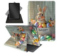 Case for All-New 7'' Kindle Paperwhite 12th Generation 2024 & Kindle Colorsoft Signature Edition - 360 Degree Rotating Stand,Folio Case with Auto Wake/Sleep for Kids,Happy Rabbit