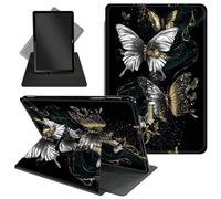 Case for All-New 7'' Kindle Paperwhite 12th Generation 2024& Kindle Colorsoft Signature Edition - Cute 360 Degree Rotating Stand,Folio Case with Auto Wake/Sleep for Kids,3D Gold and Silver Butterfly