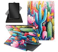 Case for All-New 7'' Kindle Paperwhite 12th Generation 2024& Kindle Colorsoft Signature Edition - Cute 360 Degree Rotating Stand,Folio Case with Auto Wake/Sleep for Kids,Burgundy Rose Silver Circle