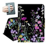 Case for All-New Amazon Fire HD 10 & 10 Plus Tablet (13th/11th Generation, 2023/2021 Release),with Hand Straps and Auto Wake/Sleep Leather Multiple Angles Stand Smart Case,Wildflower Plant