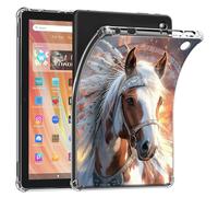 Case for All-New Amazon Kindle Fire HD 10 & HD 10 Plus(11th Generation, 2021 Release)- Clear Slim Lightweight Soft Flexible TPU Bumper Cushioning Protection Shell Cover,Brown White Appaloosa Horse