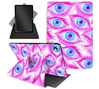 Case for All-New Amazon Kindle Fire HD 10 Tablet & Fire HD 10 Plus(11th Generation, 2021 Release) 10.1" 360 Degree Rotating Stand Protective Cover Wake Up/Sleep Feature,Pink Eyes,Pastel Blue Pupils