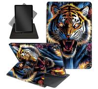 Case for All-New Amazon Kindle Fire HD 10 Tablet & Fire HD 10 Plus(11th Generation, 2021 Release) 10.1" 360 Degree Rotating Stand Protective Cover Wake Up/Sleep Feature,Roaring Tiger and Flowers