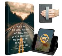 Case for All-New Fire 7 (5th/7th/9th Generation, 2015/2017/2019 Release) 7" Slim PU Leather 360 Degree Rotating Stand Cover with Hand Strap Auto Wake/Sleep Magnetic Clasp,Quotes Bible Isaiah 41-13