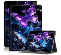 Case for All-New Fire 7 Tablet (12th Generation, 2022 Release), Slim PU Leather Folding Adjustable Stand Fire 7 Tablet Case 12th Generation, with Auto Sleep/Wake Kindle 7 Case, Two Butterflies Purple