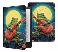 Case for All New Kindle 10th Generation 2019 Released E-Reader,360 Degree Rotating Cover,Slim Lightweight PU Leather with Auto Wake/Sleep,Frog Playing Guitar