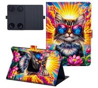 Case for All-New Kindle 12/11th Generation 6 inch 2024/2022 Release Lightweight 360 Degree Rotating PU Leather Cover with Multi-Angle Viewing Stand Tablet Case - Lotus Flower Cat