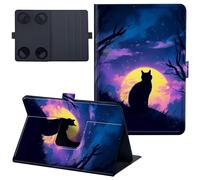 Case for All-New Kindle 12/11th Generation 6 inch 2024/2022 Release Lightweight 360 Degree Rotating PU Leather Cover with Multi-Angle Viewing Stand Tablet Case - Cat Under The Galaxy Moon