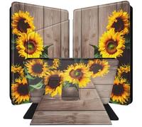 Case for All-New Kindle Paperwhite 12th Generation 7 inch & Colorsoft Signature Edition 2024 with 360 Degree Rotating PU Leather Smart Cover with Auto Wake/Sleep Tablet Case - Sunflowers on The Wood