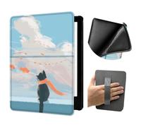 Case for All-New Kindle Paperwhite (7", 12th Generation, 2024 Release) with Hand Strap, Lightweight PU Leather and TPU Soft Back Cover with Auto Wake/Sleep Function (Cat's Dreams)