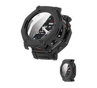 Case for Amazfit T-Rex 3 Pro 48mm,NOUKAJU Protective Cover Smartwatch,Built-in 9H Tempered Glass Film, Hard PC,Easy to Install,Screen Protector for Amazfit T-Rex 3 Pro 48mm Smart Watch(Black)
