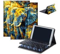 Case for Amazon Fire HD 10 & 10 Plus Tablet (13th/11th Generation, 2023/2021 Release) 10.1" with Keyboard, PU Leather Multiple-Angles Keyboard Case for Amazon Fire Tablet 10, Elephant Sunflowers