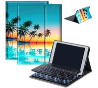 Case for Amazon Fire HD 10 & 10 Plus Tablet (13th/11th Generation, 2023/2021 Release) 10.1" with Keyboard, PU Leather Multiple-Angles Keyboard Case for Amazon Fire Tablet 10, Tropical Beach Trees