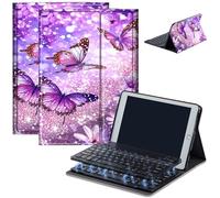 Case for Amazon Fire HD 10 & 10 Plus Tablet (13th/11th Generation, 2023/2021 Release) 10.1" with Keyboard, PU Leather Multiple-Angles Keyboard Case for Amazon Fire Tablet 10, Glitter Butterflies