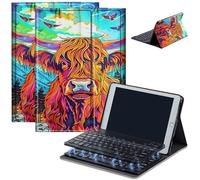 Case for Amazon Fire HD 10 & 10 Plus Tablet (13th/11th Generation, 2023/2021 Release) 10.1" with Keyboard, PU Leather Multiple-Angles Keyboard Case for Amazon Fire Tablet 10, Cute Highland