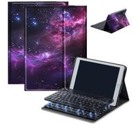 Case for Amazon Fire HD 10 & 10 Plus Tablet (13th/11th Generation, 2023/2021 Release) 10.1" with Keyboard, PU Leather Multiple-Angles Keyboard Case for Amazon Fire Tablet 10, Pink Purple Nebulano