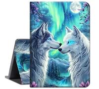 Case for Amazon Fire HD 10 Tablet 10.1" (Compatible with 7th and 9th Generations, 2017 and 2019 Releases),Slim Lightweight Smart Shell Stand Cover with Auto Wake/Sleep,Wolf Howling Snow Moon