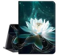 Case for Amazon Fire HD 10 Tablet 10.1" (Compatible with 7th and 9th Generations, 2017 and 2019 Releases),Slim Lightweight Smart Shell Stand Cover with Auto Wake/Sleep,White Lotus Flower