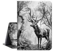 Case for Amazon Fire HD 10 Tablet 10.1" (Compatible with 7th and 9th Generations, 2017 and 2019 Releases),Slim Lightweight Smart Shell Stand Cover with Auto Wake/Sleep,Black and White Deer