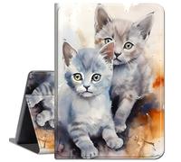 Case for Amazon Fire HD 10 Tablet 10.1" (Compatible with 7th and 9th Generations, 2017 and 2019 Releases),Slim Lightweight Smart Shell Stand Cover with Auto Wake/Sleep,Cute Two Gray Cat