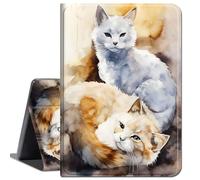 Case for Amazon Fire HD 10 Tablet 10.1" (Compatible with 7th and 9th Generations, 2017 and 2019 Releases),Slim Lightweight Smart Shell Stand Cover with Auto Wake/Sleep,Cute Two cat