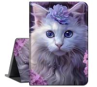 Case for Amazon Fire HD 10 Tablet 10.1" (Compatible with 7th and 9th Generations, 2017 and 2019 Releases),Slim Lightweight Smart Shell Stand Cover with Auto Wake/Sleep,Cute White Cat