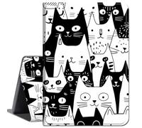 Case for Amazon Fire HD 10 Tablet 10.1" (Compatible with 7th and 9th Generations, 2017 and 2019 Releases),Slim Lightweight Smart Shell Stand Cover with Auto Wake/Sleep,Black White Cat