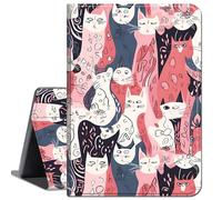 Case for Amazon Fire HD 10 Tablet 10.1" (Compatible with 7th and 9th Generations, 2017 and 2019 Releases),Slim Lightweight Smart Shell Stand Cover with Auto Wake/Sleep,White Pink Cats