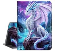 Case for Amazon Fire HD 10 Tablet 10.1" (Compatible with 7th and 9th Generations, 2017 and 2019 Releases),Slim Lightweight Smart Shell Stand Cover with Auto Wake/Sleep,White Dragon
