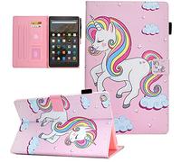 Case for Amazon Fire HD 10 Tablet (9th Generation 2019, 7th Generation 2017), NOT fit New 2022 2023 Release 11th 13th Gen, Premium PU Leather Stand Cover with Smart Auto Wake/Sleep, Cute Unicorn