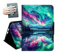 Case for Amazon Fire HD 8 & Fire HD 8 Plus Tablet (12th/10th Gen, 2024/2022/2020 Release),with Hand Straps and Auto Wake/Sleep Leather Multiple Angles Stand Smart Cover,Northern Lights