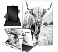 Case for Amazon Fire HD 8 Tablet (2018 2017 2016 Version,8th/7th/6th Generation),360 Degree Rotating Stand Smart Protective Cover Case for All-New Fire HD 8 (8th /6th / 7th),Highland Cow on Isle of