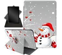 Case for Amazon Fire HD 8 Tablet (2018 2017 2016 Version,8th/7th/6th Generation),360 Degree Rotating Stand Smart Protective Cover Case for All-New Fire HD 8 (8th /6th / 7th),Red Scarf Snowman