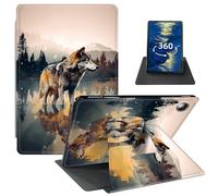 Case for Amazon Fire HD 8 Tablet (8th/7th/6th Generation 2018/2017/2016 Release) PU Leather 360 Degree Rotating Swivel Stand Smart Cover with Auto Wake/Sleep for Fire HD 8 Tablet 2018, Wolf Art