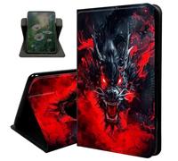 Case for Amazon Fire HD 8 Tablet (8th/7th/6th Generation 2018/2017/2016 Release),with Auto Sleep/Wake 360 Degree Rotating Swivel Adjustable Stand Cover,Red Horse Dragon