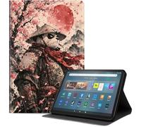 Case for Amazon Kindle Fire Max 11 Tablet (13th Gen, 2023 Release) 11", Slim PU Leather Folio Cover with Auto Wake/Sleep, Multi-Angle Stand Cover, Red Samurai Warrior