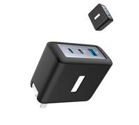 Case for Anker 100W USB C Charger (GaN II), WUNIAK Soft Silicone Protective Portable Scratch Shock Resistant Shell, Protective Case for Anker 736 Charger (A2145/B2145), Black