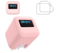 Case for Anker Nano 45W Max Power Adapter with 2Pcs Screen Protector- Soft Silicone Protective Cover for Dynamic Charger,Shockproof Dustproof Charging Block Protector Sleeve[Pink]