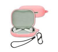 Case for Anker Soundcore AeroFit 2/AeroFit 2 AI Assistant Earbuds, FJIASTB Soft Silicone Protective Cover with Carabiner and Lanyard, Shockproof (Pink)