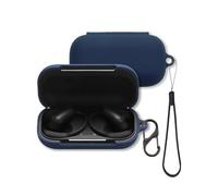 Case for Anker Soundcore AeroFit 2 Pro Earbuds, FJIASTB Soft Silicone Protective Cover with Carabiner and Lanyard, Shockproof (Dark Blue)
