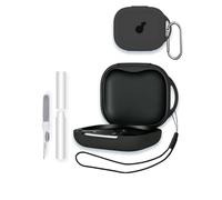 Case for Anker Soundcore AeroFit 2, Soft Silicone Protective Portable Scratch Shock Resistant with Cleaner Kit & Carabiner & Lanyard,Black