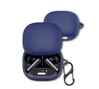 Case for Anker Soundcore Liberty 4 Pro Earbuds, FJIASTB Soft Silicone Protective Cover with Carabiner, Shockproof (Dark Blue)