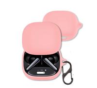 Case for Anker Soundcore Liberty 4 Pro Earbuds, FJIASTB Soft Silicone Protective Cover with Carabiner, Shockproof (Pink)