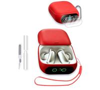 Case for Anker Soundcore Liberty 5 Pro Earbuds, Soft Silicone Protective Portable Scratch Shock Resistant with 2pack Screen Protector &Cleaner Kit & Carabiner & Lanyard,Red