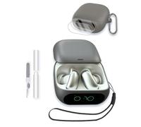 Case for Anker Soundcore Liberty 5 Pro Earbuds, Soft Silicone Protective Portable Scratch Shock Resistant with 2pack Screen Protector &Cleaner Kit & Carabiner & Lanyard,Grey