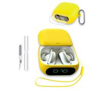 Case for Anker Soundcore Liberty 5 Pro Earbuds, Soft Silicone Protective Portable Scratch Shock Resistant with 2pack Screen Protector &Cleaner Kit & Carabiner & Lanyard,Yellow